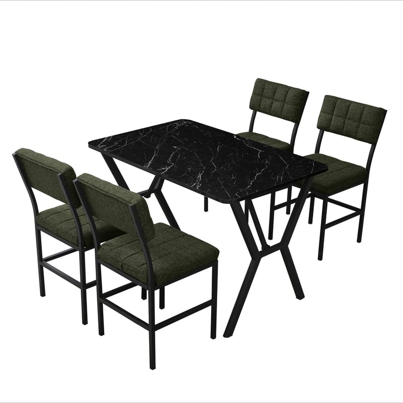 Stedum spisegruppe bord 110 cm + 4 stoler - Grønn og Svart - Møbler - Bord - Spisegrupper