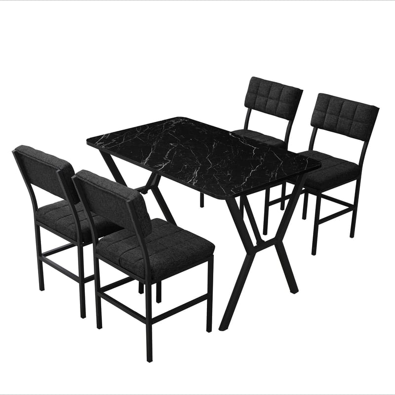 Stedum spisegruppe bord 110 cm + 4 stoler - Antrasitt og Svart - Møbler - Bord - Spisegrupper