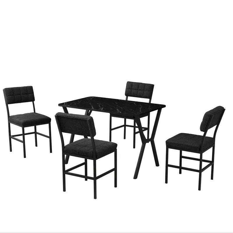 Stedum spisegruppe bord 110 cm + 4 stoler - Antrasitt og Svart - Møbler - Bord - Spisegrupper