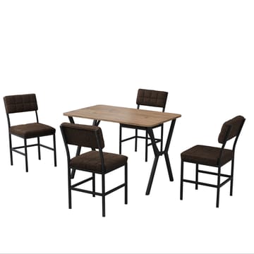 Stedum spisegruppe bord 110 cm + 4 stoler - Brun og Valnøtt - Møbler - Bord - Spisegrupper