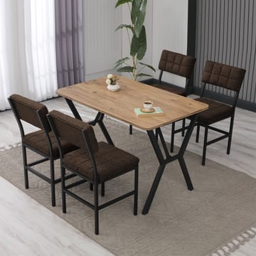 Stedum spisegruppe bord 110 cm + 4 stoler - Brun og Valnøtt - Møbler - Bord - Spisegrupper
