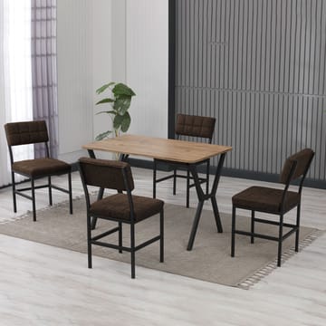 Stedum spisegruppe bord 110 cm + 4 stoler - Brun og Valnøtt - Møbler - Bord - Spisegrupper