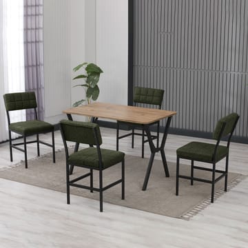 Stedum spisegruppe bord 110 cm + 4 stoler - Grønn og Valnøtt - Møbler - Bord - Spisegrupper