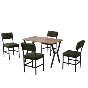 Stedum spisegruppe bord 110 cm + 4 stoler - Grønn og Valnøtt - Møbler - Bord - Spisegrupper