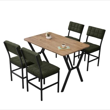 Stedum spisegruppe bord 110 cm + 4 stoler - Grønn og Valnøtt - Møbler - Bord - Spisegrupper