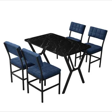 Stedum spisegruppe bord 110 cm + 4 stoler - Marineblå Svart - Møbler - Bord - Spisegrupper