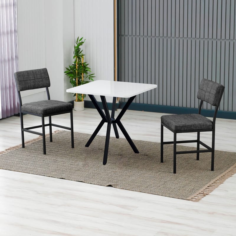 Stedum spisegruppe bord 70 cm + 2 stoler - Antrasitt og Hvit - Møbler - Bord - Spisegrupper
