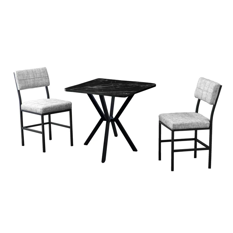 Stedum spisegruppe bord 70 cm + 2 stoler, Grå og Svart