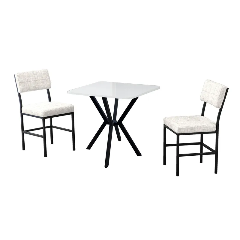 Stedum spisegruppe bord 70 cm + 2 stoler, Krem Hvit