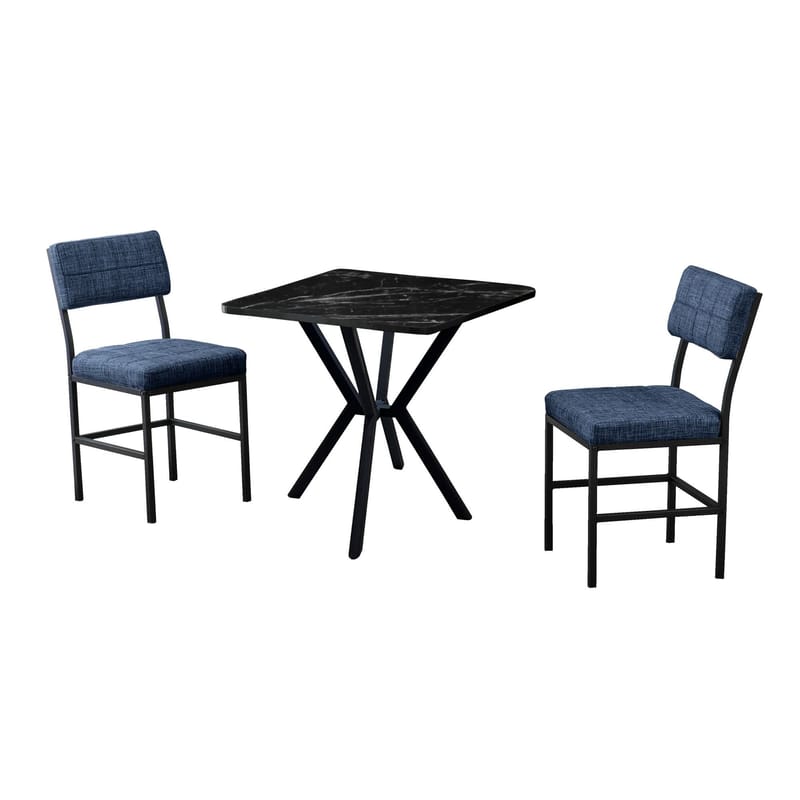 Stedum spisegruppe bord 70 cm + 2 stoler, Marineblå og Svart