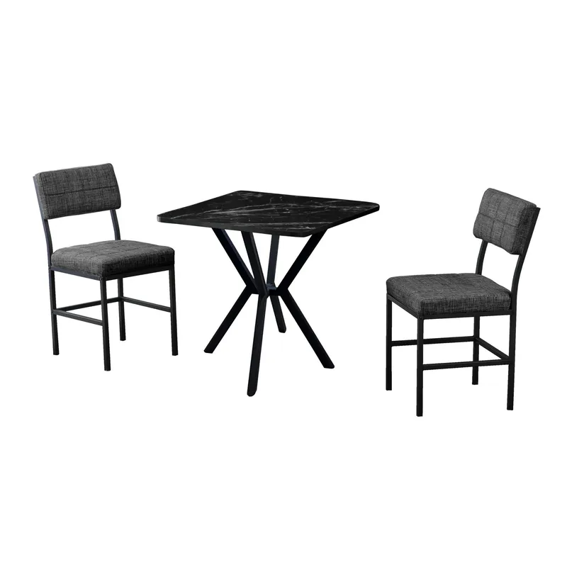 Stedum spisegruppe bord 70 cm + 2 stoler - Antrasitt og Svart - Møbler - Bord - Spisegrupper