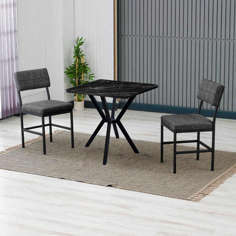 Stedum spisegruppe bord 70 cm + 2 stoler - Antrasitt og Svart - Møbler - Bord - Spisegrupper