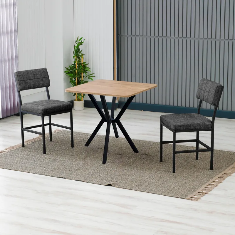 Stedum spisegruppe bord 70 cm + 2 stoler - Antrasitt og Valnøtt - Møbler - Bord - Spisegrupper