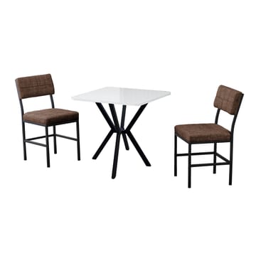 Stedum Spisegruppe Bord 70 cm + 2 Stoler - Brun Hvit - Møbler - Bord - Spisegrupper