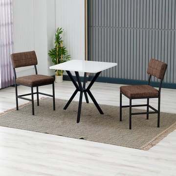 Stedum Spisegruppe Bord 70 cm + 2 Stoler - Brun Hvit - Møbler - Bord - Spisegrupper