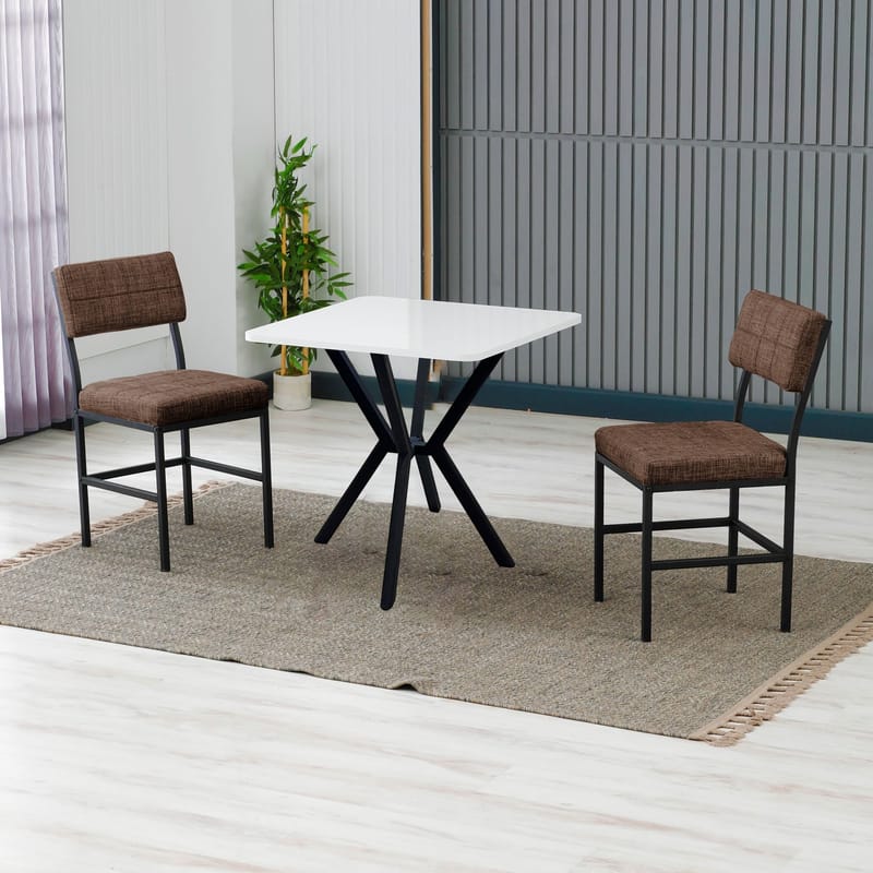 Stedum Spisegruppe Bord 70 cm + 2 Stoler - Brun Hvit - Møbler - Bord - Spisegrupper