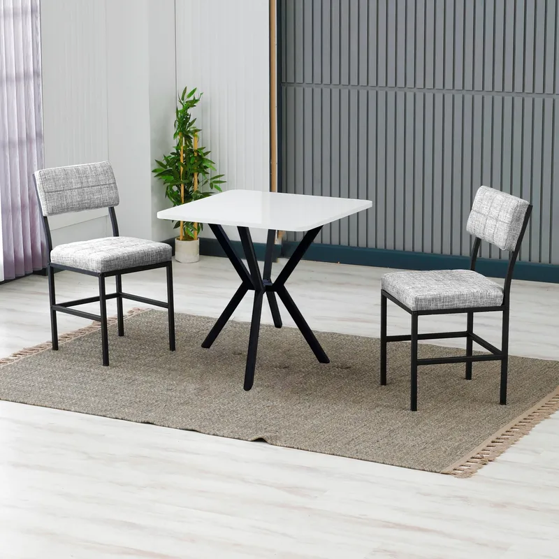 Stedum spisegruppe bord 70 cm + 2 stoler - Grå og Hvit - Møbler - Bord - Spisegrupper