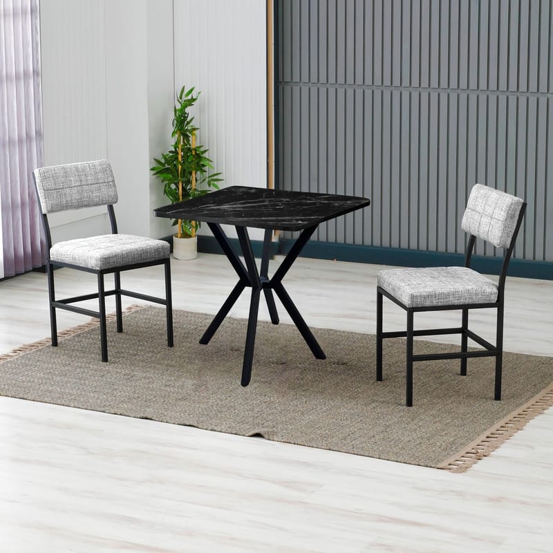 Stedum spisegruppe bord 70 cm + 2 stoler - Grå og Svart - Møbler - Bord - Spisegrupper