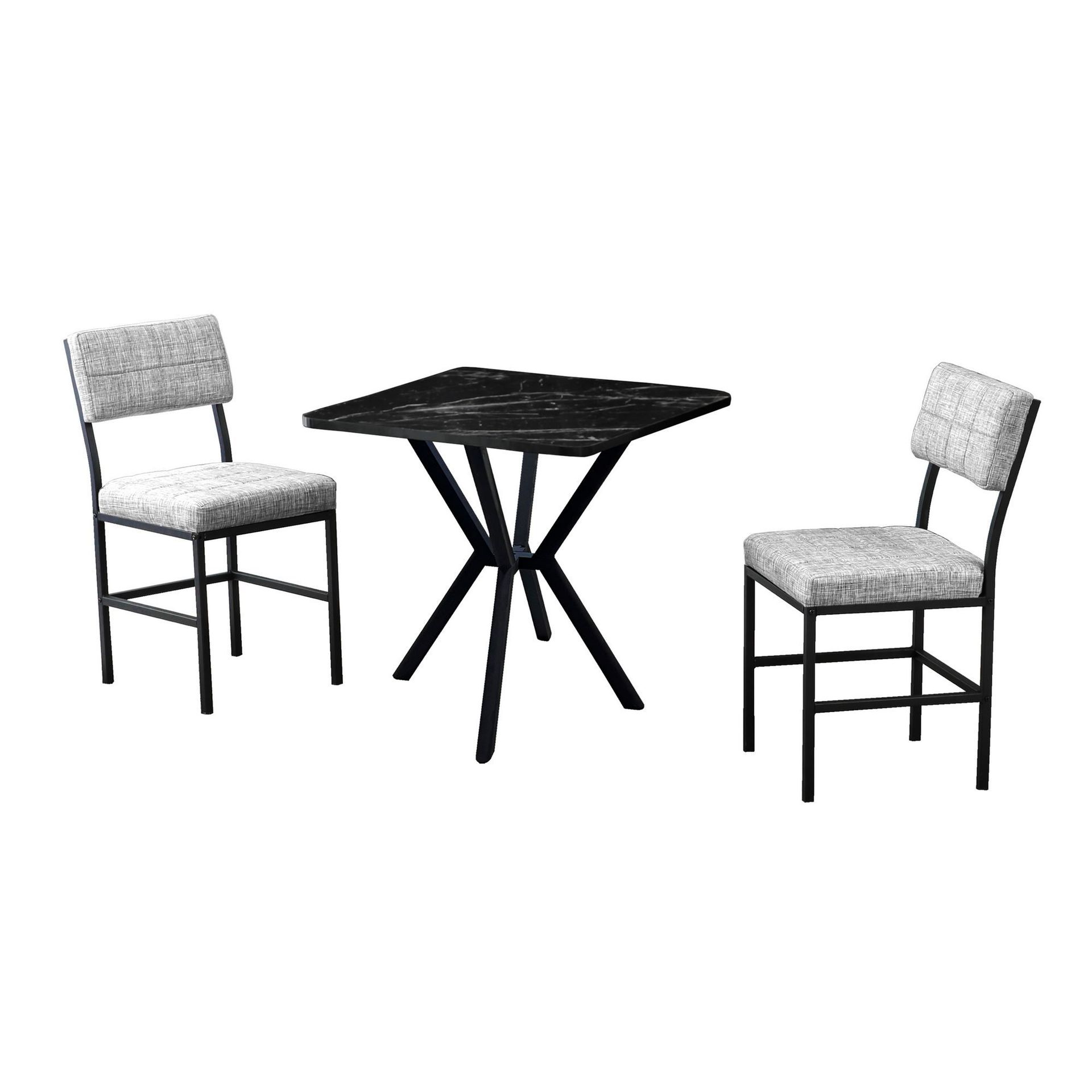 Stedum spisegruppe bord 70 cm + 2 stoler - Grå og Svart
