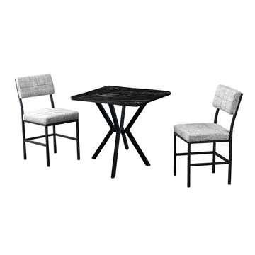 Stedum spisegruppe bord 70 cm + 2 stoler - Grå og Svart - Møbler - Bord - Spisegrupper