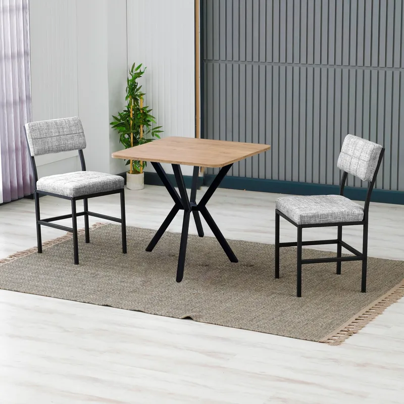 Stedum spisegruppe bord 70 cm + 2 stoler - Grå Valnøtt - Møbler - Bord - Spisegrupper