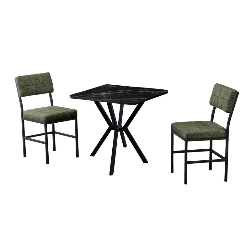 Stedum spisegruppe bord 70 cm + 2 stoler, Grønn og Svart