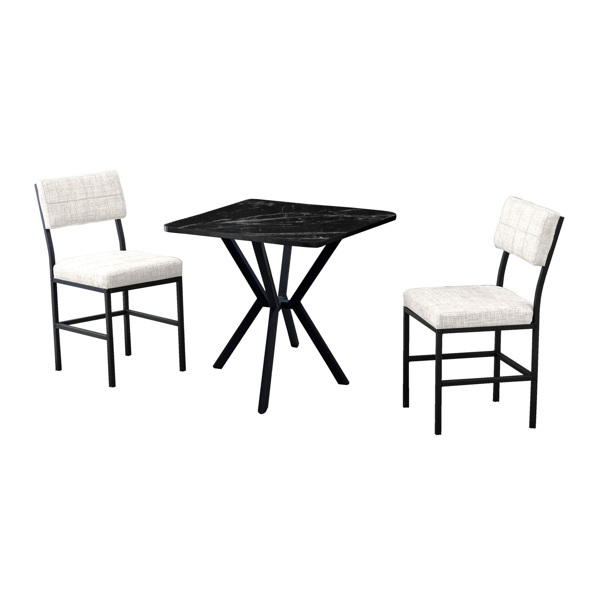 Stedum spisegruppe bord 70 cm + 2 stoler - Krem Svart