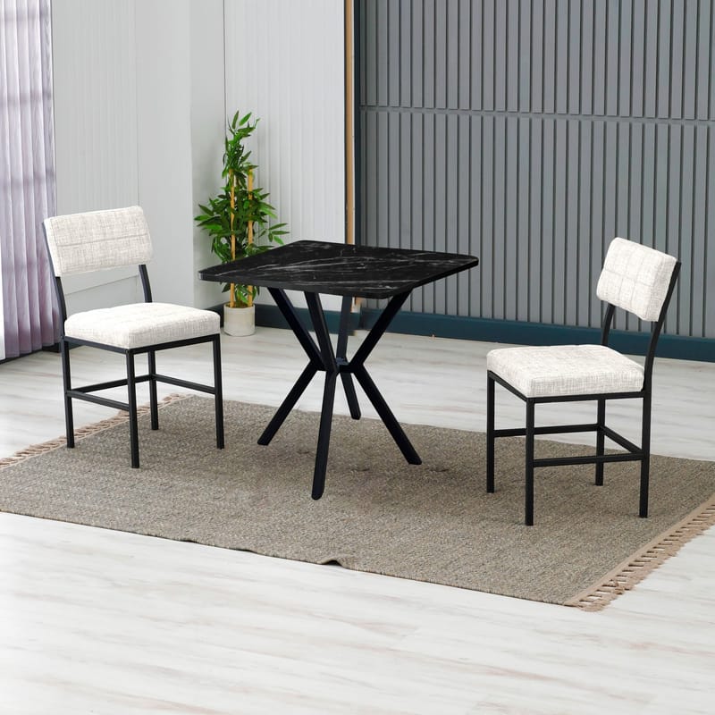 Stedum spisegruppe bord 70 cm + 2 stoler - Krem Svart - Møbler - Bord - Spisegrupper