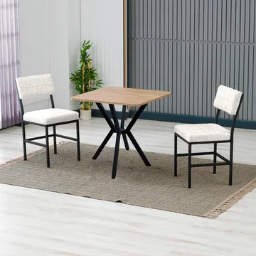Stedum spisegruppe bord 70 cm + 2 stoler - Krem Valnøtt - Møbler - Bord - Spisegrupper