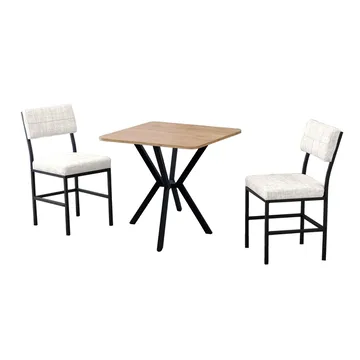 Stedum spisegruppe bord 70 cm + 2 stoler - Krem Valnøtt - Møbler - Bord - Spisegrupper