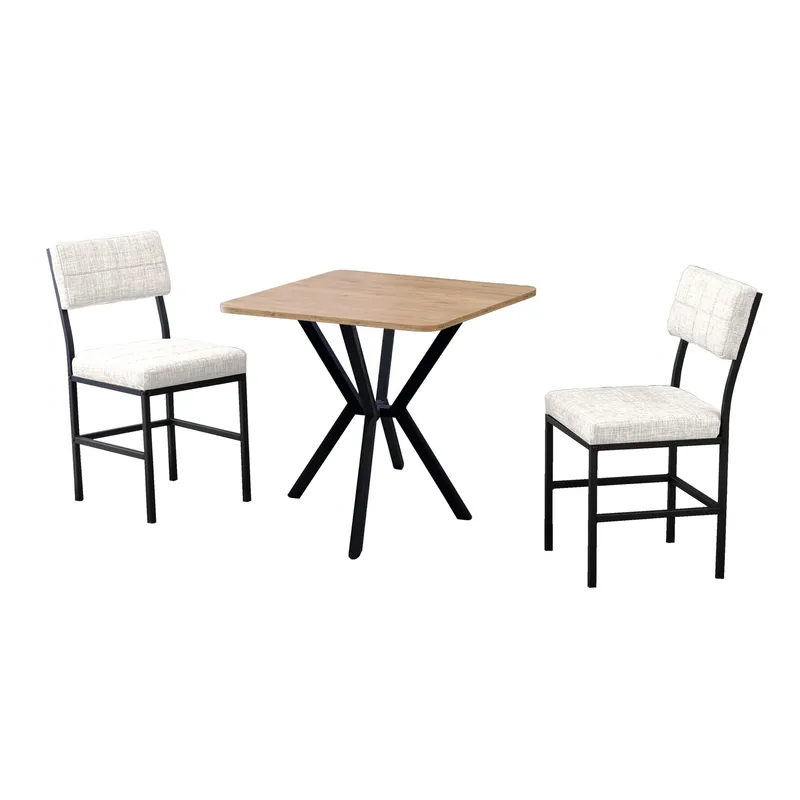Stedum spisegruppe bord 70 cm + 2 stoler, Krem Valnøtt