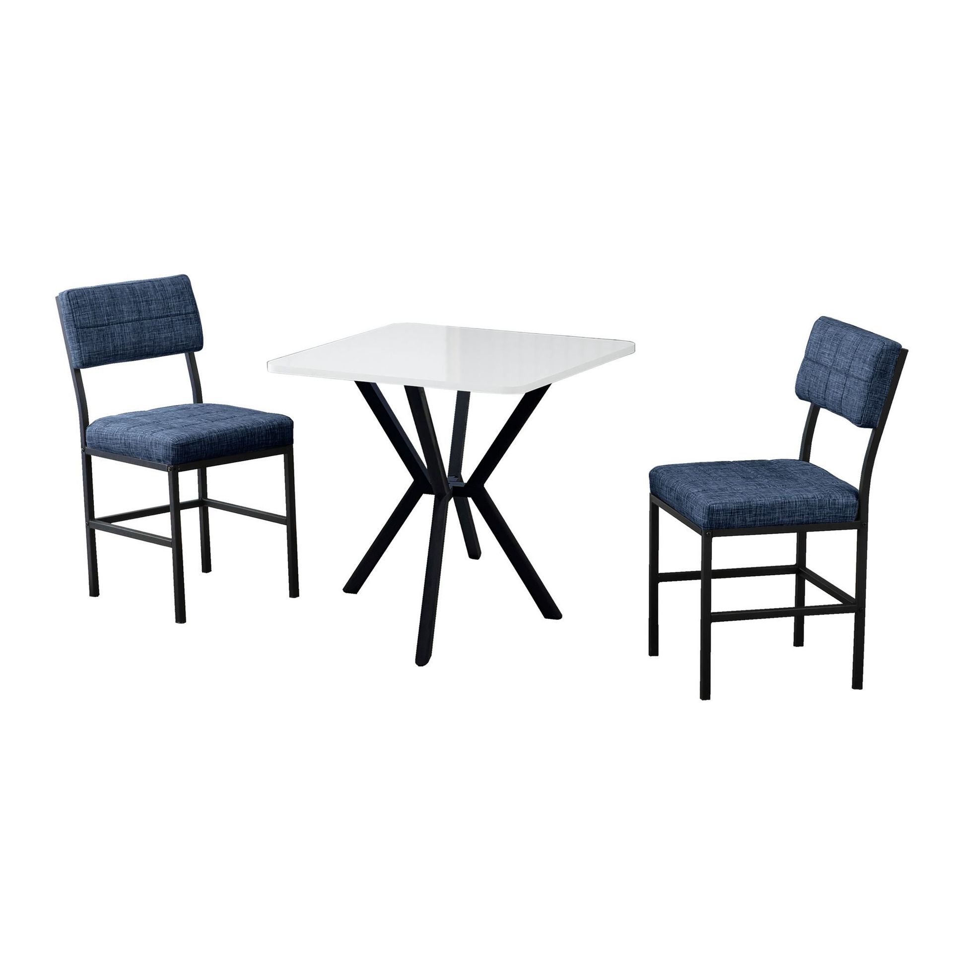 Stedum spisegruppe bord 70 cm + 2 stoler - Marineblå og Hvit