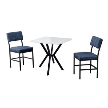 Stedum spisegruppe bord 70 cm + 2 stoler - Marineblå og Hvit - Møbler - Bord - Spisegrupper
