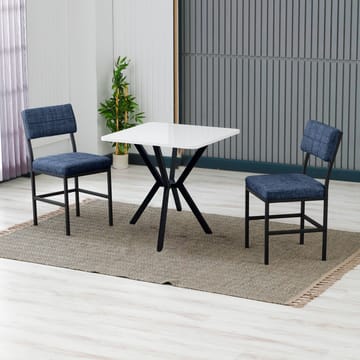Stedum spisegruppe bord 70 cm + 2 stoler - Marineblå og Hvit - Møbler - Bord - Spisegrupper