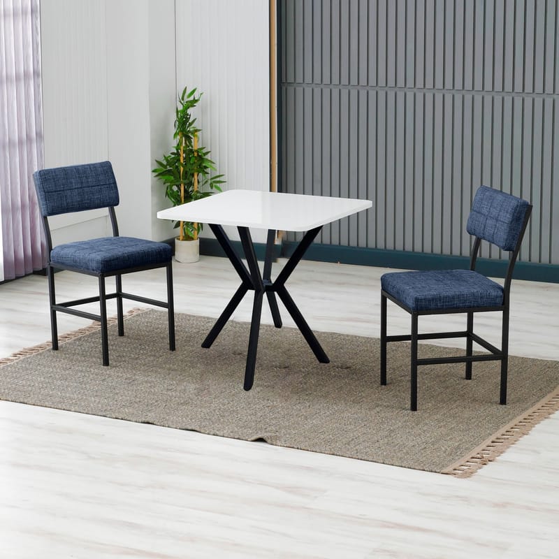 Stedum spisegruppe bord 70 cm + 2 stoler - Marineblå og Hvit - Møbler - Bord - Spisegrupper