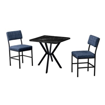 Stedum spisegruppe bord 70 cm + 2 stoler - Marineblå og Svart - Møbler - Bord - Spisegrupper