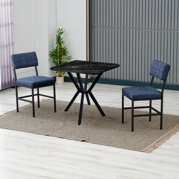 Stedum spisegruppe bord 70 cm + 2 stoler - Marineblå og Svart - Møbler - Bord - Spisegrupper