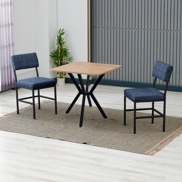 Stedum spisegruppe bord 70 cm + 2 stoler - Marineblå og Valnøtt - Møbler - Bord - Spisegrupper