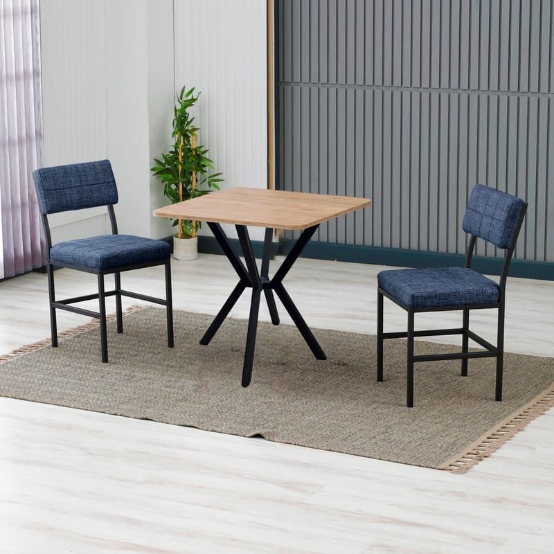 Stedum spisegruppe bord 70 cm + 2 stoler - Marineblå og Valnøtt - Møbler - Bord - Spisegrupper