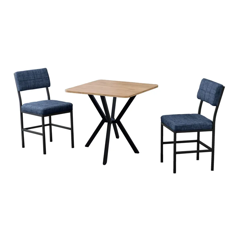 Stedum spisegruppe bord 70 cm + 2 stoler, Marineblå og Valnøtt