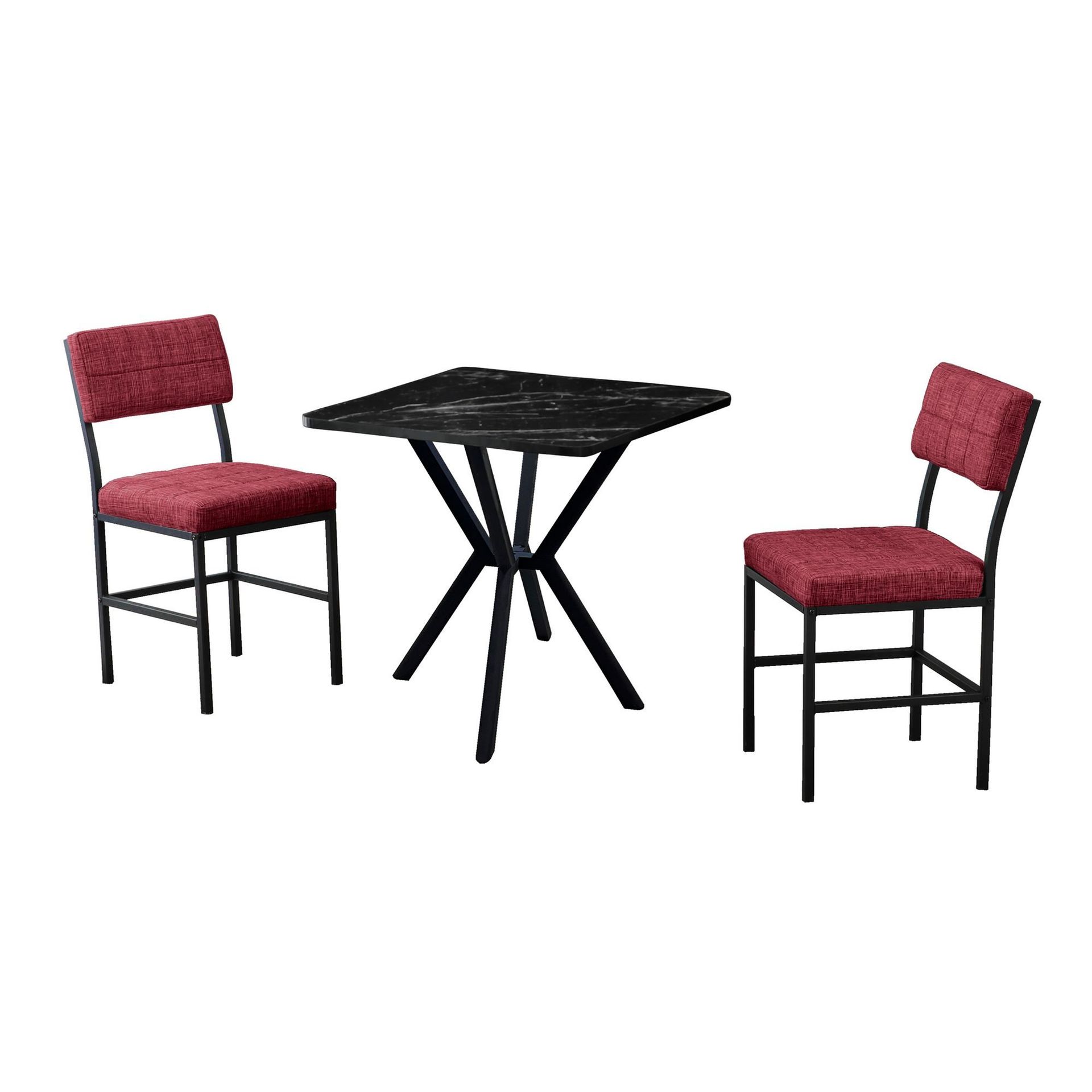 Stedum spisegruppe bord 70 cm + 2 stoler - Vinrød Svart