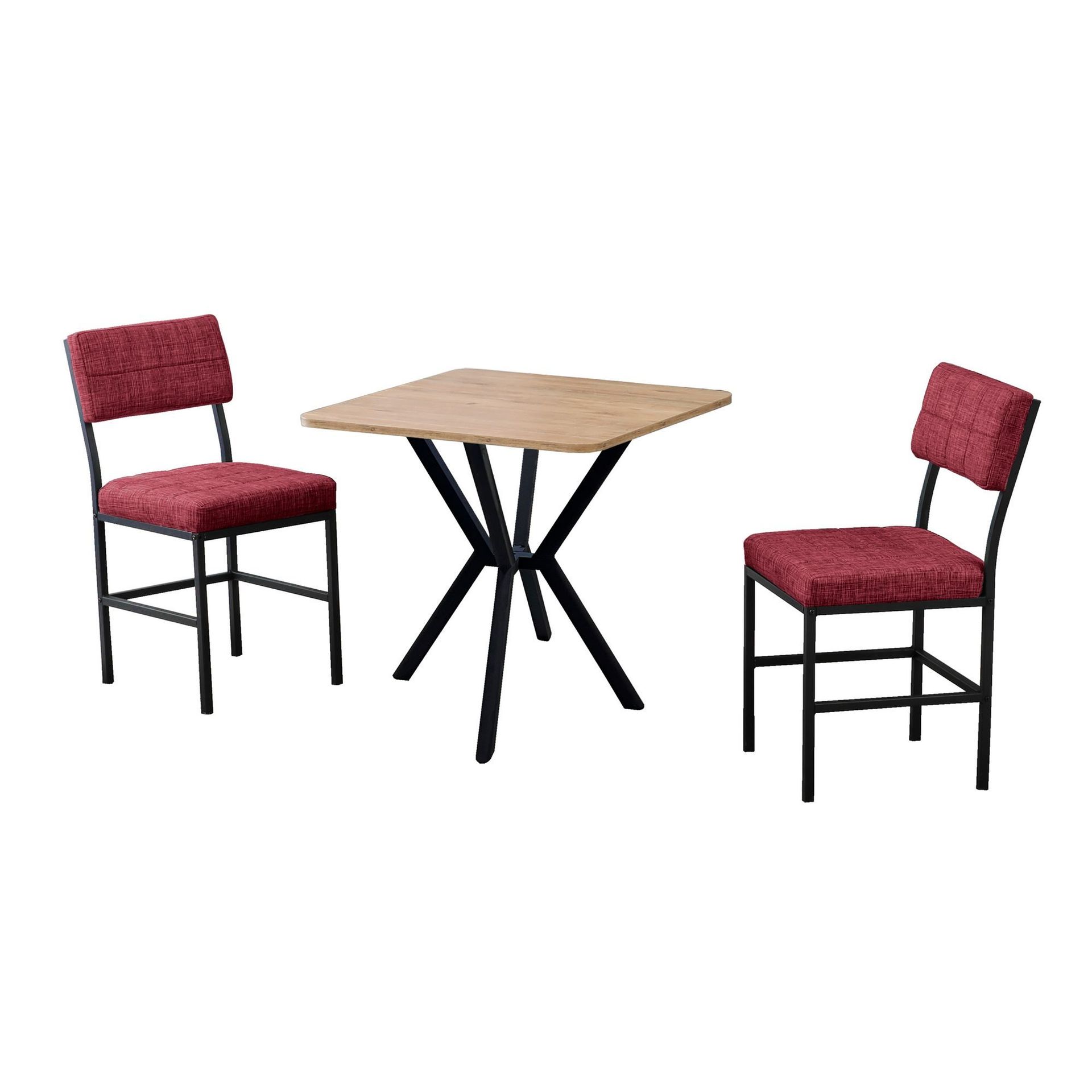 Stedum spisegruppe bord 70 cm + 2 stoler - Vinrød Valnøtt