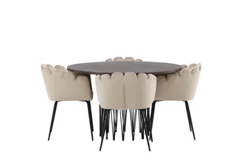 Stonaro Spisegruppe 120 cm Rund med 4 Limhamn Stoler - Beige - Møbler - Bord - Spisegrupper