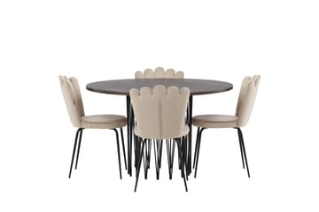 Stonaro Spisegruppe 120 cm Rund med 4 Limhamn Stoler - Beige - Møbler - Bord - Spisegrupper