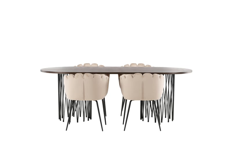 Stonaro Spisegruppe 220 cm Oval med 4 Limhamn Stoler - Beige - Møbler - Bord - Spisegrupper