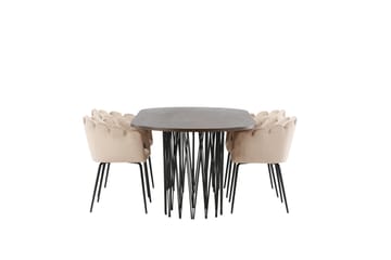 Stonaro Spisegruppe 220 cm Oval med 4 Limhamn Stoler - Beige - Møbler - Bord - Spisegrupper