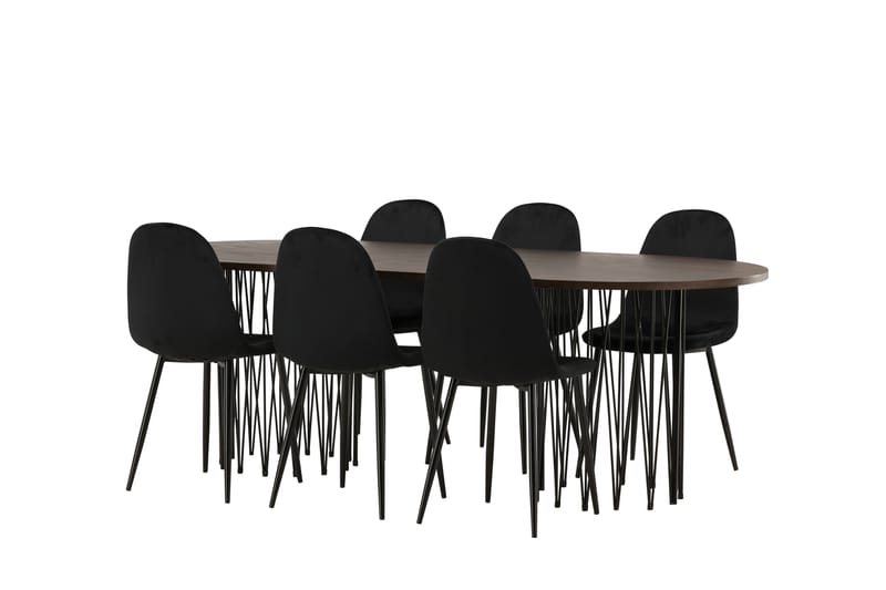 Stonaro Spisegruppe 220 cm Oval med 6 Bennie Stoler - Svart - Møbler - Bord - Spisegrupper
