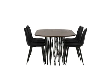 Stonaro Spisegruppe 220 cm Oval med 6 Bennie Stoler - Svart - Møbler - Bord - Spisegrupper