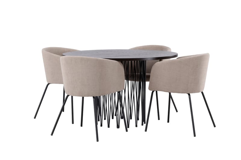 Stone Matgruppe 120 cm Rund med 4 Berit stoler - Beige - Møbler - Bord - Spisegrupper