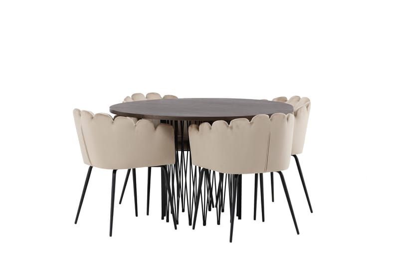 Stone Matgruppe 120 cm Rund med 4 Limhamn stoler - Beige - Møbler - Bord - Spisegrupper